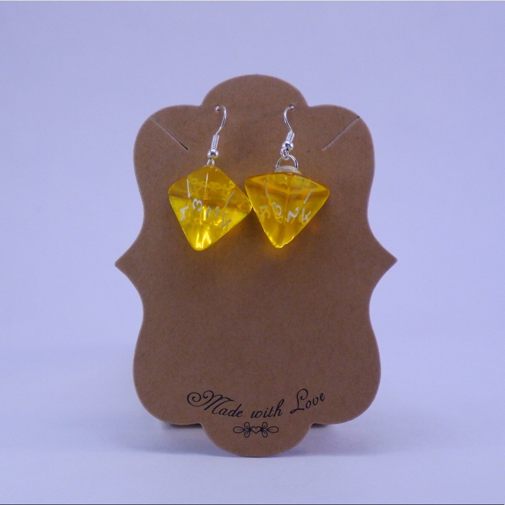 Handmade Yellow Triangle Dice Earrings